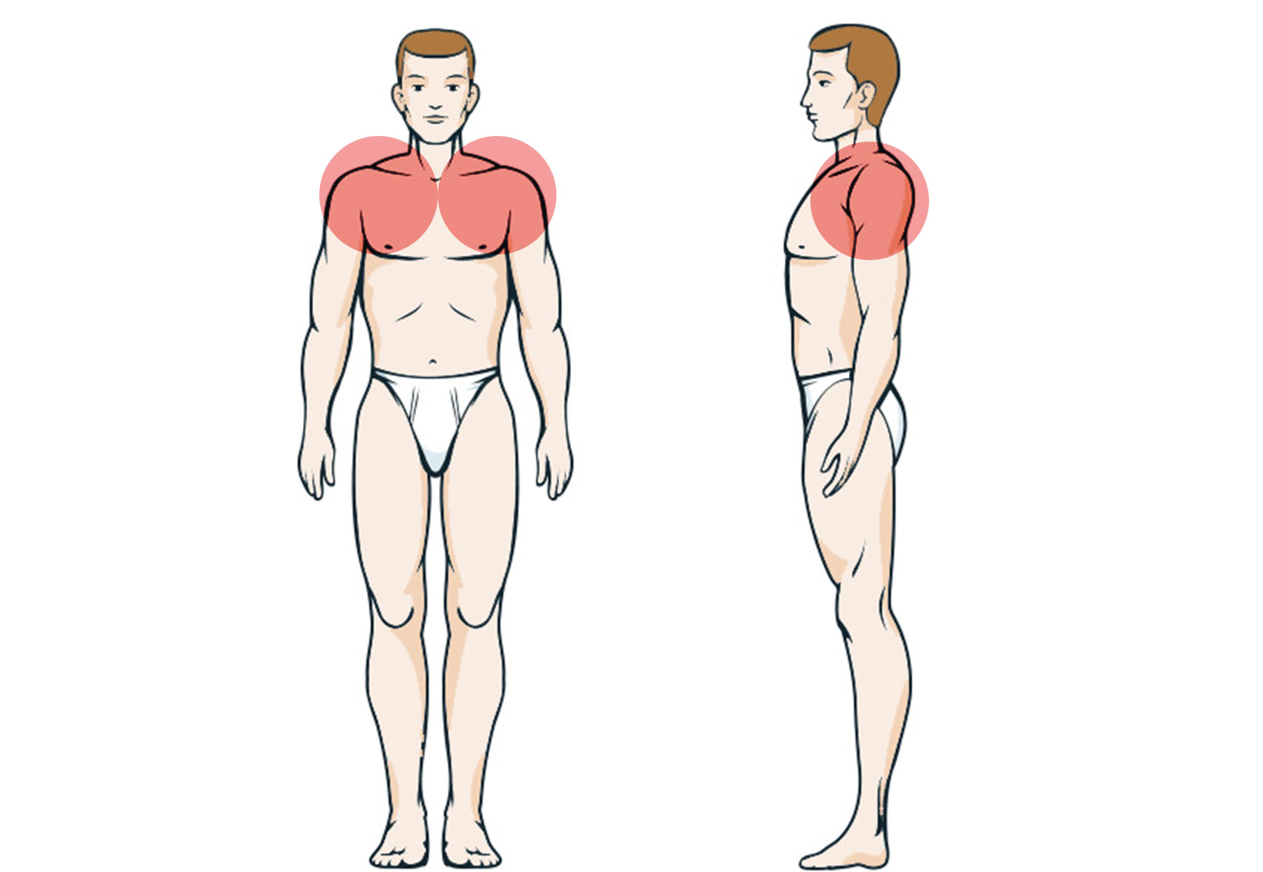 Kinesiologie-Schmerzbereich-Mann-Schulter-Brust